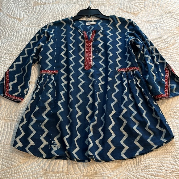 100% Cotton Tunic Blouse 3/4 Sleeve by Blu Nomad - Picture 2 of 12